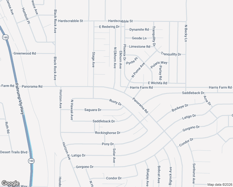 map of restaurants, bars, coffee shops, grocery stores, and more near 1501 Panorama Road in Pahrump
