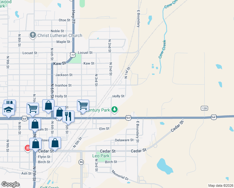 map of restaurants, bars, coffee shops, grocery stores, and more near 105 Holly Street in Perry