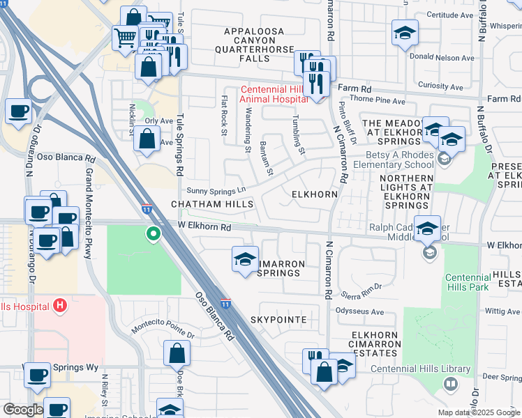 map of restaurants, bars, coffee shops, grocery stores, and more near 7221 Tame Pl in Las Vegas