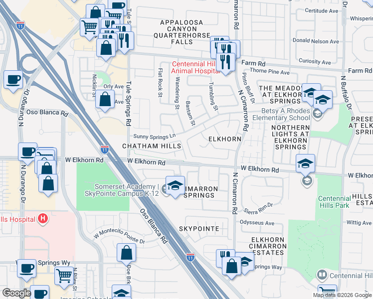 map of restaurants, bars, coffee shops, grocery stores, and more near 7221 Tame Place in Las Vegas