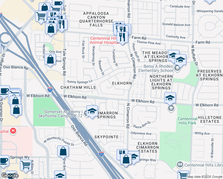 map of restaurants, bars, coffee shops, grocery stores, and more near 8113 Pursuit Court in Las Vegas
