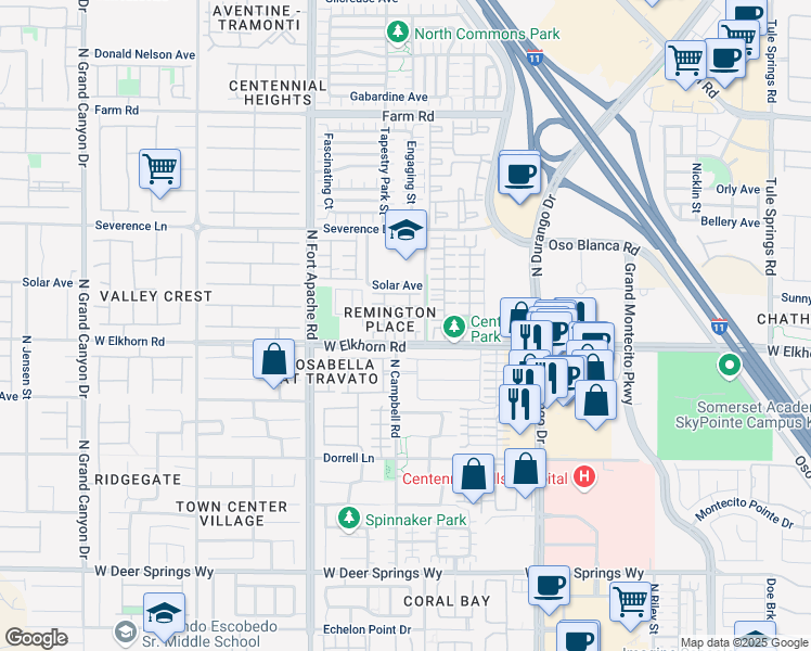 map of restaurants, bars, coffee shops, grocery stores, and more near 7221 Beach Crystal Street in Las Vegas