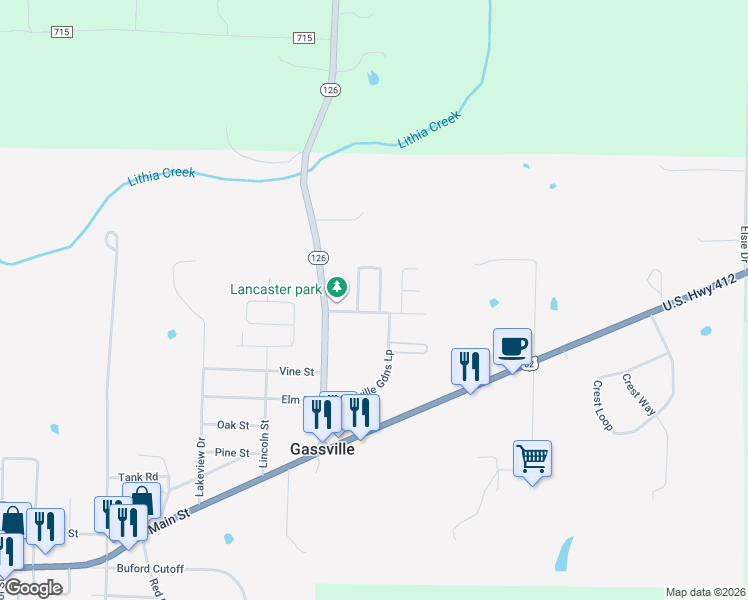 map of restaurants, bars, coffee shops, grocery stores, and more near 28 Mountain Loop in Gassville