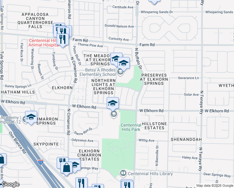 map of restaurants, bars, coffee shops, grocery stores, and more near 7224 Tealwood Street in Las Vegas