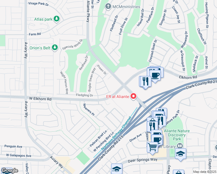 map of restaurants, bars, coffee shops, grocery stores, and more near 7264 Summer Duck Way in North Las Vegas