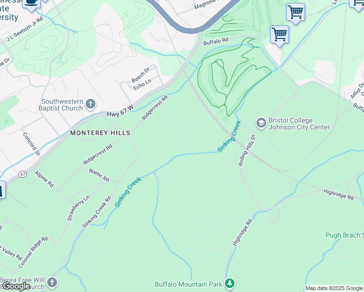 map of restaurants, bars, coffee shops, grocery stores, and more near 2108 Pleasant View Drive in Johnson City