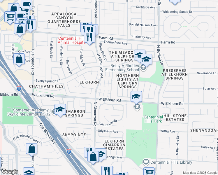 map of restaurants, bars, coffee shops, grocery stores, and more near 7240 Lost Shadow Court in Las Vegas