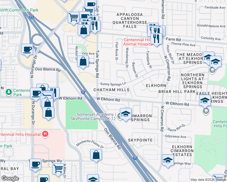 map of restaurants, bars, coffee shops, grocery stores, and more near in Las Vegas