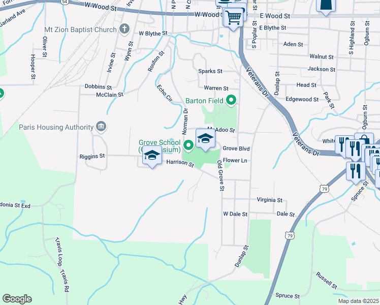 map of restaurants, bars, coffee shops, grocery stores, and more near 800 Old Grove Street in Paris