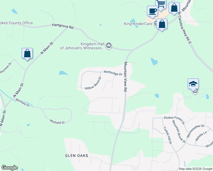 map of restaurants, bars, coffee shops, grocery stores, and more near 109 Kathleen Court in King