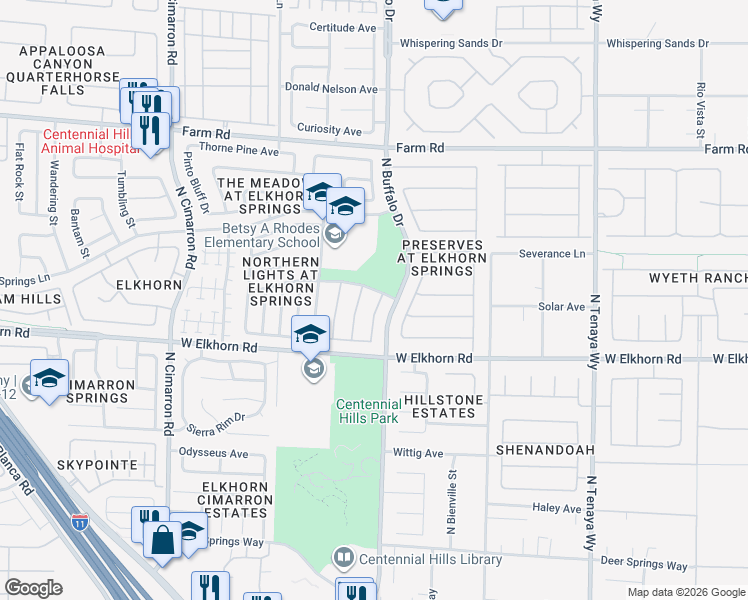 map of restaurants, bars, coffee shops, grocery stores, and more near 7229 Robins Roost Street in Las Vegas