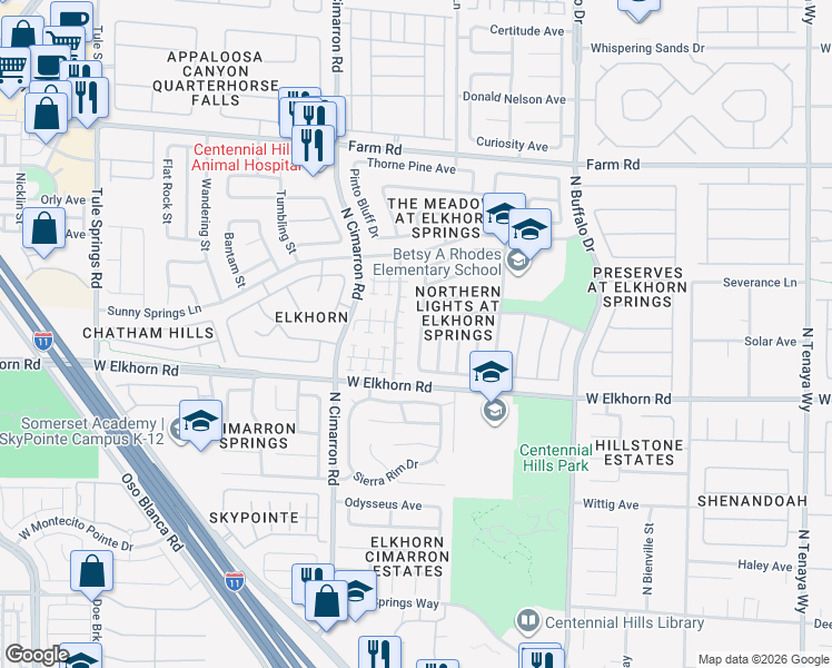 map of restaurants, bars, coffee shops, grocery stores, and more near 7233 Eaglegate Street in Las Vegas