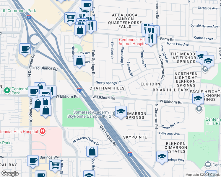 map of restaurants, bars, coffee shops, grocery stores, and more near 8261 Wildwood Glen Dr in Las Vegas