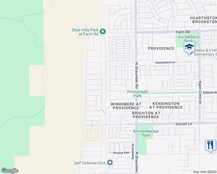 map of restaurants, bars, coffee shops, grocery stores, and more near 7291 Ellington Park Street in Las Vegas