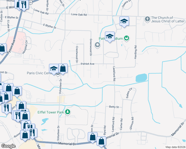 map of restaurants, bars, coffee shops, grocery stores, and more near 93 Tamatha Drive in Paris