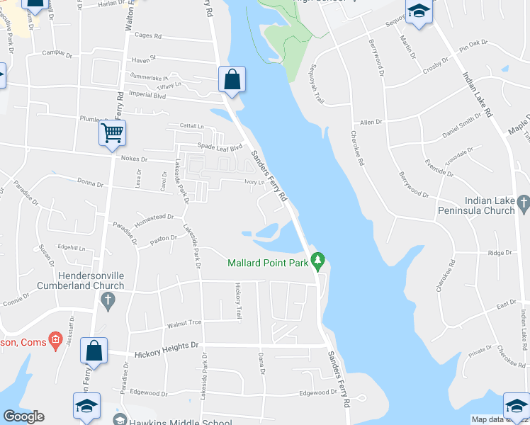 map of restaurants, bars, coffee shops, grocery stores, and more near 200 Sanders Ferry Road in Hendersonville