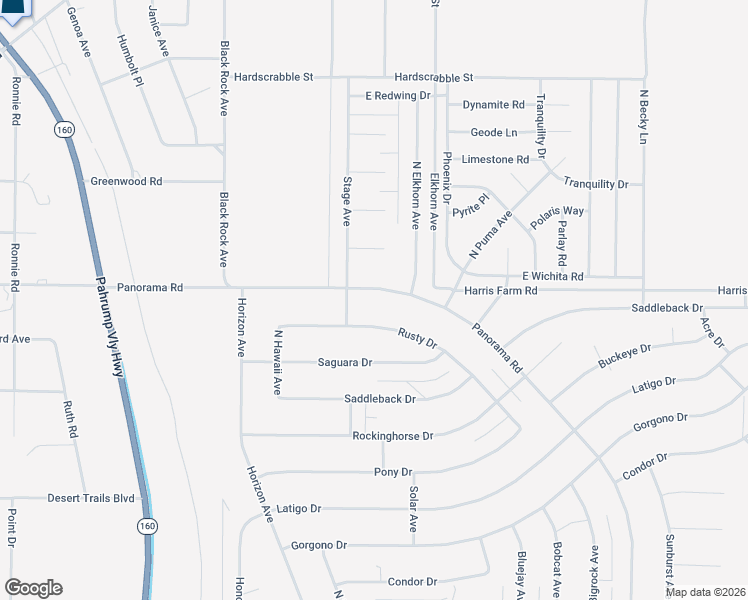 map of restaurants, bars, coffee shops, grocery stores, and more near 4951 Panorama Road in Pahrump