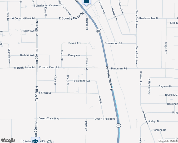 map of restaurants, bars, coffee shops, grocery stores, and more near 521 East Harris Farm Road in Pahrump