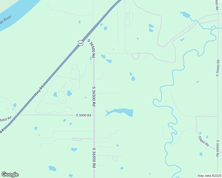 map of restaurants, bars, coffee shops, grocery stores, and more near 49750 South 36500 Road in Cleveland