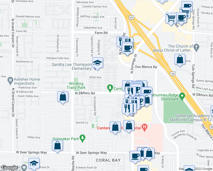 map of restaurants, bars, coffee shops, grocery stores, and more near 8948 Gray Quail Court in Las Vegas