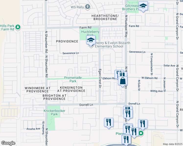 map of restaurants, bars, coffee shops, grocery stores, and more near 7217 Beachwood Crest Street in Las Vegas