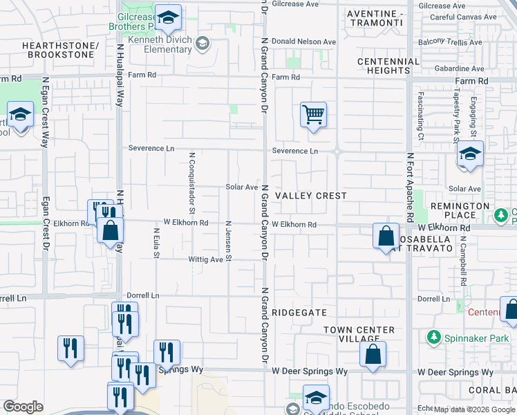 map of restaurants, bars, coffee shops, grocery stores, and more near 7232 Western Sun Drive in Las Vegas