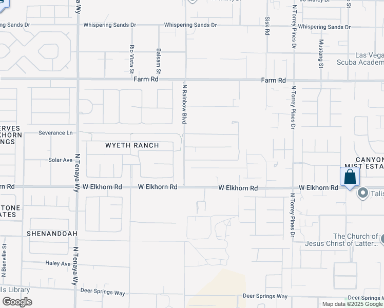 map of restaurants, bars, coffee shops, grocery stores, and more near 7330 North Rainbow Boulevard in Las Vegas