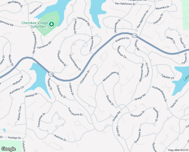map of restaurants, bars, coffee shops, grocery stores, and more near 1 Conasaugua Drive in Cherokee Village