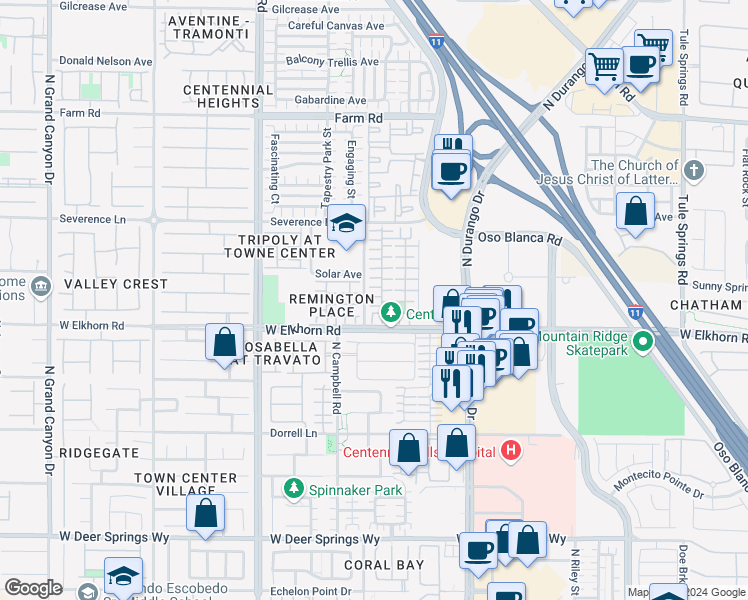 map of restaurants, bars, coffee shops, grocery stores, and more near 8953 Misty Mill Court in Las Vegas