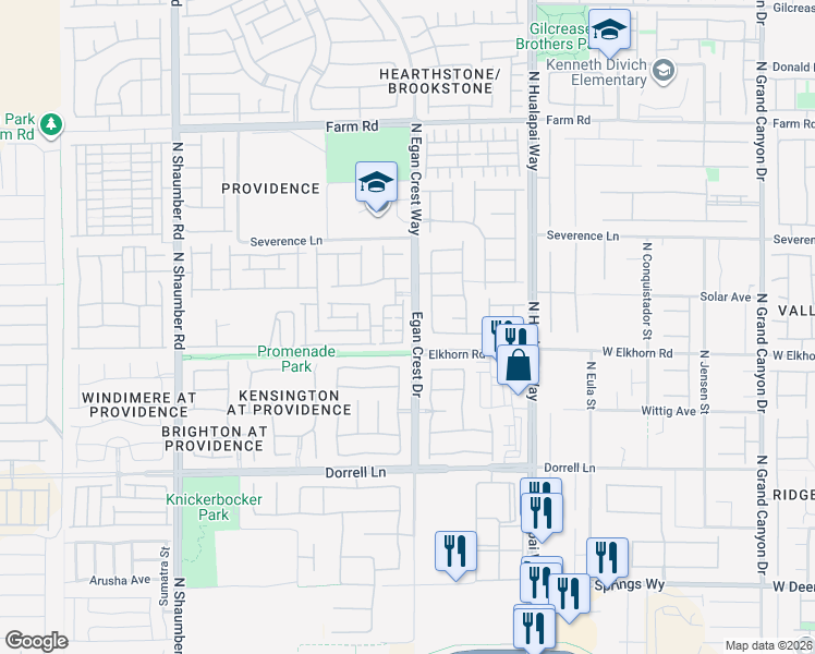 map of restaurants, bars, coffee shops, grocery stores, and more near 7220 Willow Brush Street in Las Vegas