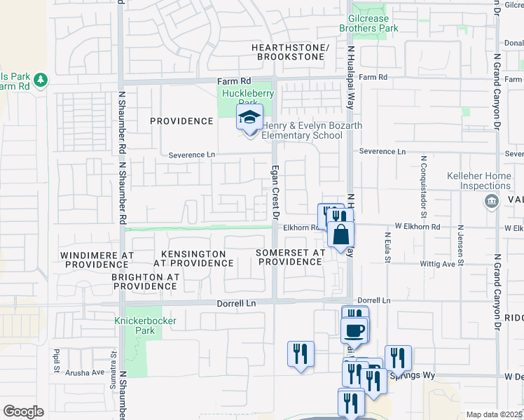 map of restaurants, bars, coffee shops, grocery stores, and more near 7219 Willow Brush Street in Las Vegas