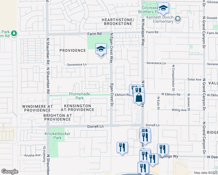 map of restaurants, bars, coffee shops, grocery stores, and more near 7220 Willow Brush Street in Las Vegas