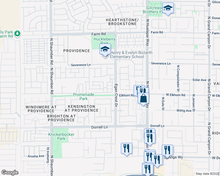 map of restaurants, bars, coffee shops, grocery stores, and more near 7219 Willow Brush Street in Las Vegas