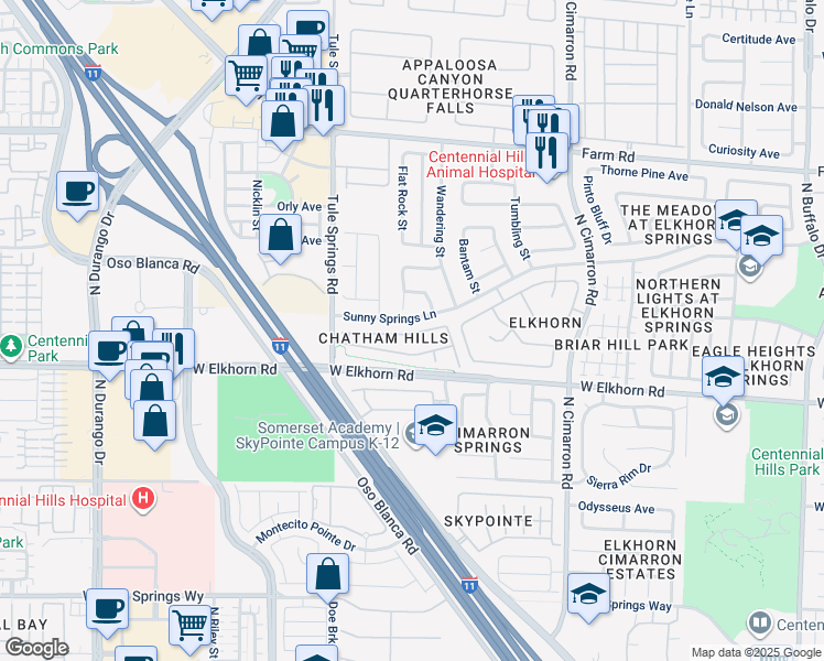 map of restaurants, bars, coffee shops, grocery stores, and more near 8232 Wildwood Glen Drive in Las Vegas