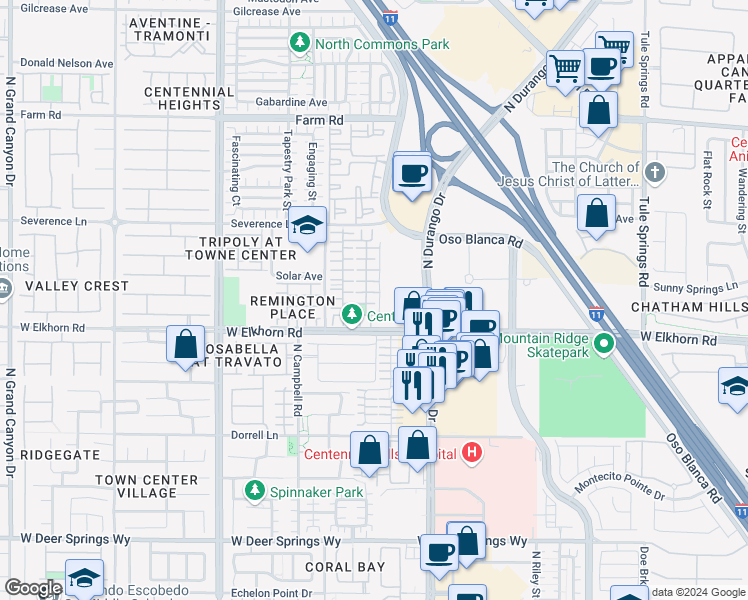 map of restaurants, bars, coffee shops, grocery stores, and more near 8908 Nautilus Vista Court in Las Vegas
