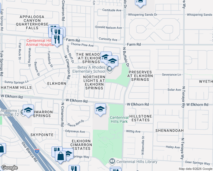 map of restaurants, bars, coffee shops, grocery stores, and more near 7224 Tealwood Street in Las Vegas