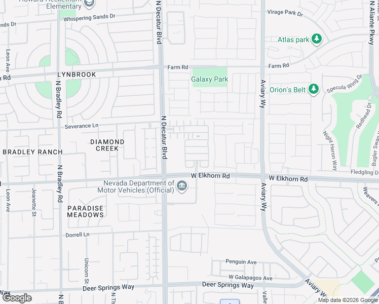map of restaurants, bars, coffee shops, grocery stores, and more near Elkhorn Road in North Las Vegas