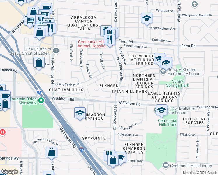 map of restaurants, bars, coffee shops, grocery stores, and more near 8017 Secret Avenue in Las Vegas