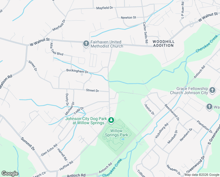 map of restaurants, bars, coffee shops, grocery stores, and more near 3175 Street Dr in Johnson City