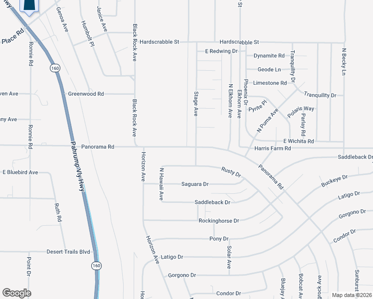 map of restaurants, bars, coffee shops, grocery stores, and more near 1251 Panorama Road in Pahrump
