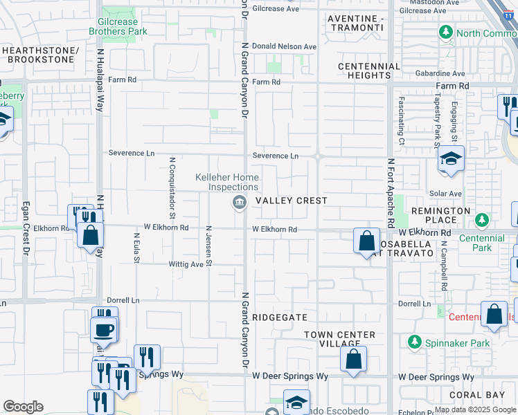 map of restaurants, bars, coffee shops, grocery stores, and more near 6265 Spring Sunset Court in Las Vegas