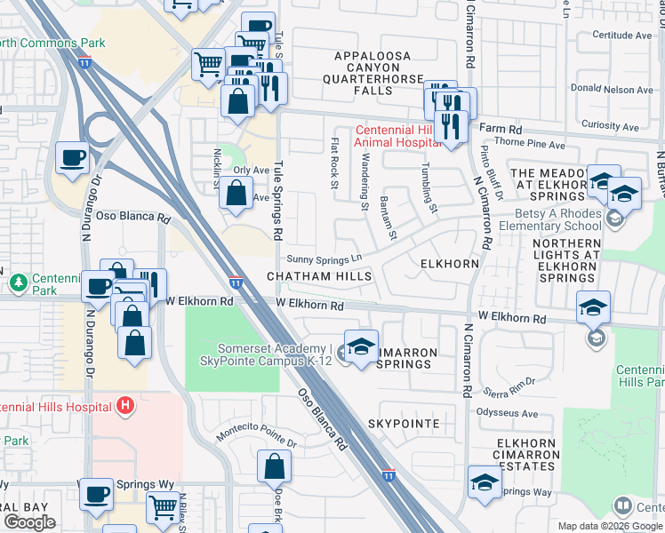 map of restaurants, bars, coffee shops, grocery stores, and more near in Las Vegas