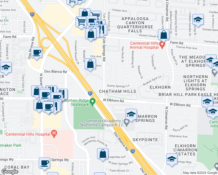 map of restaurants, bars, coffee shops, grocery stores, and more near 8340 West Wildwood Glen Drive in Las Vegas