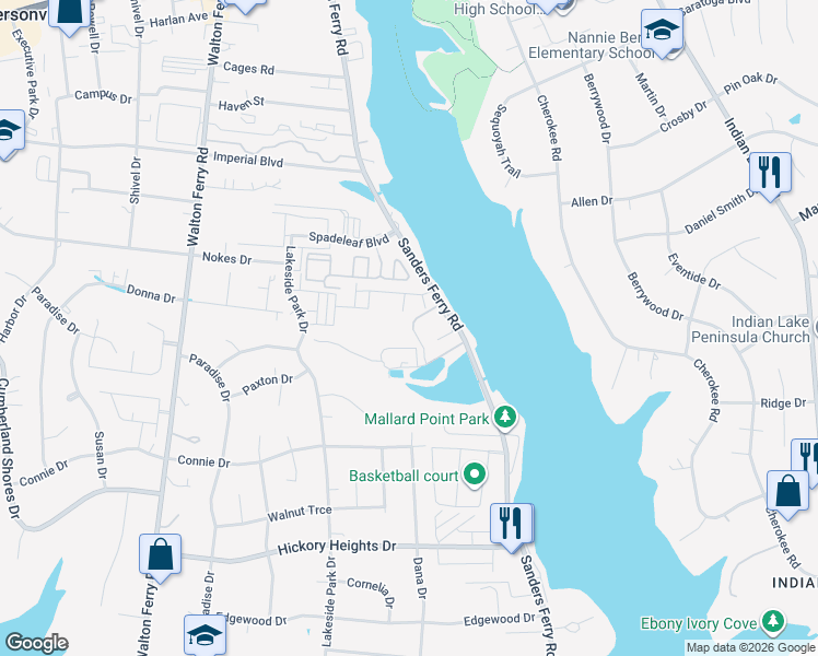 map of restaurants, bars, coffee shops, grocery stores, and more near 200 Sanders Ferry Road in Hendersonville