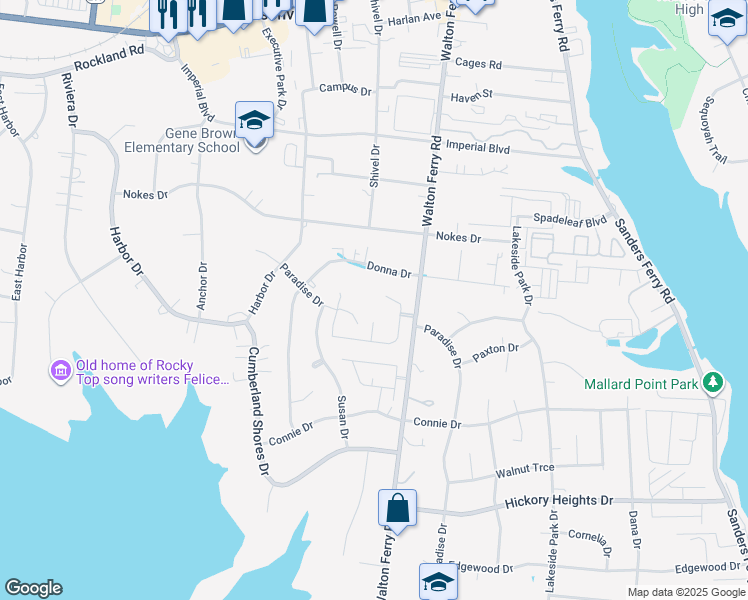 map of restaurants, bars, coffee shops, grocery stores, and more near 1 Williamsburg Drive in Hendersonville