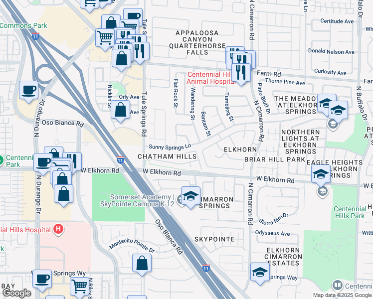 map of restaurants, bars, coffee shops, grocery stores, and more near 8208 Wildwood Glen Dr in Las Vegas