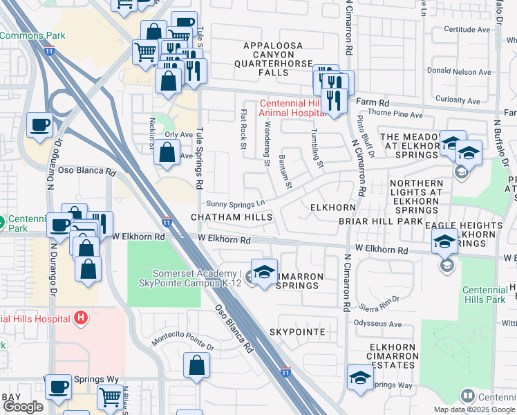 map of restaurants, bars, coffee shops, grocery stores, and more near 8208 West Wildwood Glen Drive in Las Vegas