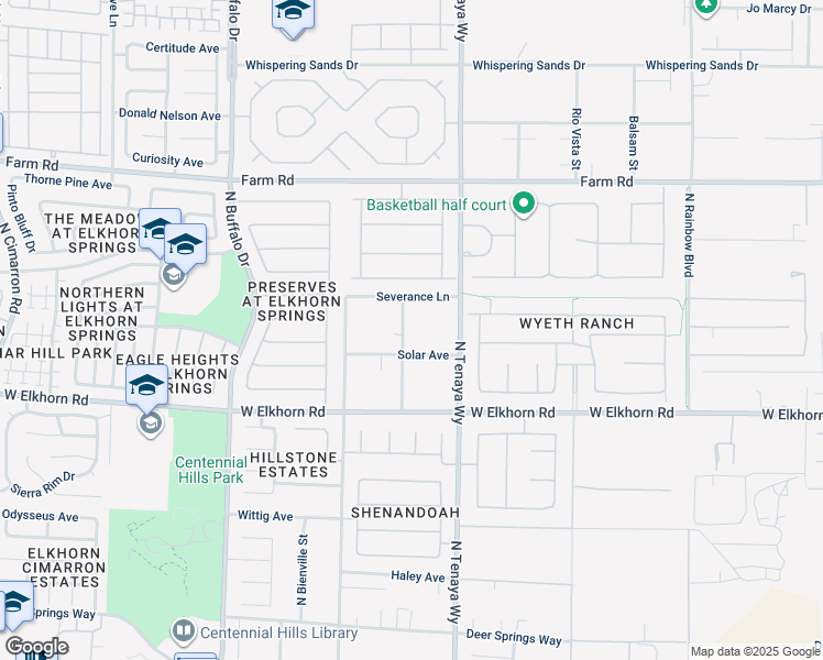 map of restaurants, bars, coffee shops, grocery stores, and more near 7340 North Monte Cristo Way in Las Vegas