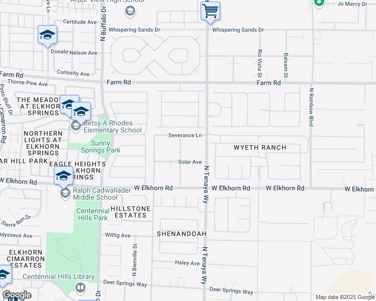 map of restaurants, bars, coffee shops, grocery stores, and more near 7340 North Monte Cristo Way in Las Vegas