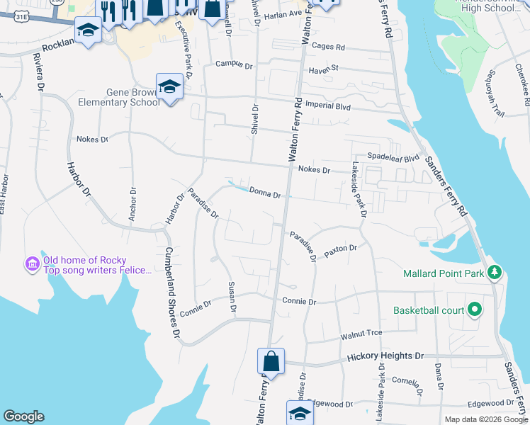 map of restaurants, bars, coffee shops, grocery stores, and more near 1 Williamsburg Drive in Hendersonville